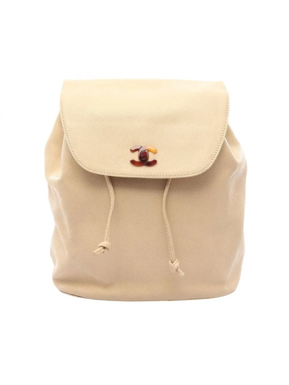 Chanel Backpack CC Logo Light Beige Caviar Leather